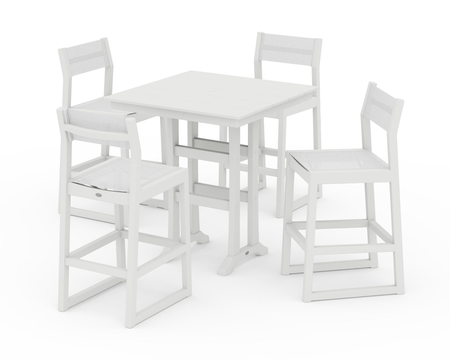 EDGE Sling Arm Chair 5-Piece Farmhouse Bar Set with Trestle Legs