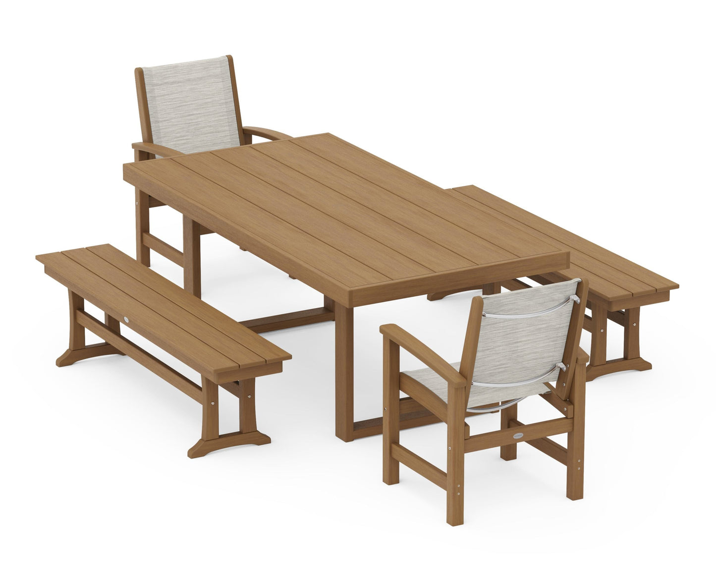Coastal 5-Piece Dining Set with Trestle Legs