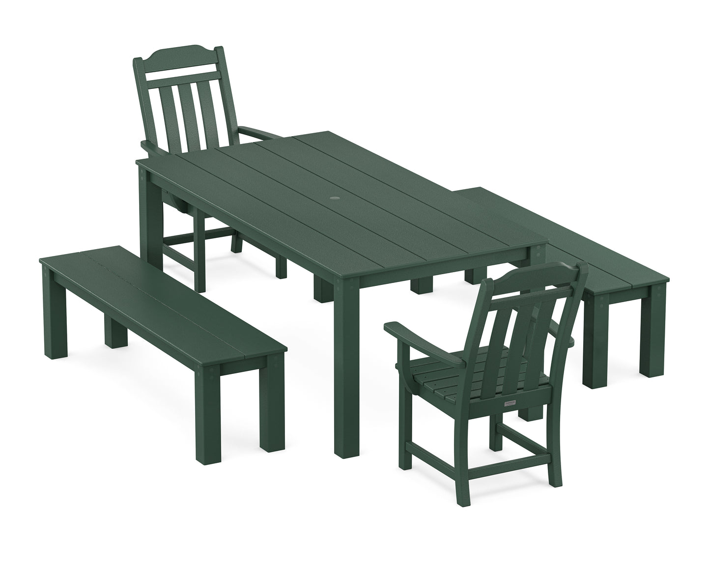 Country Living 5-Piece Parsons Dining Set with Benches