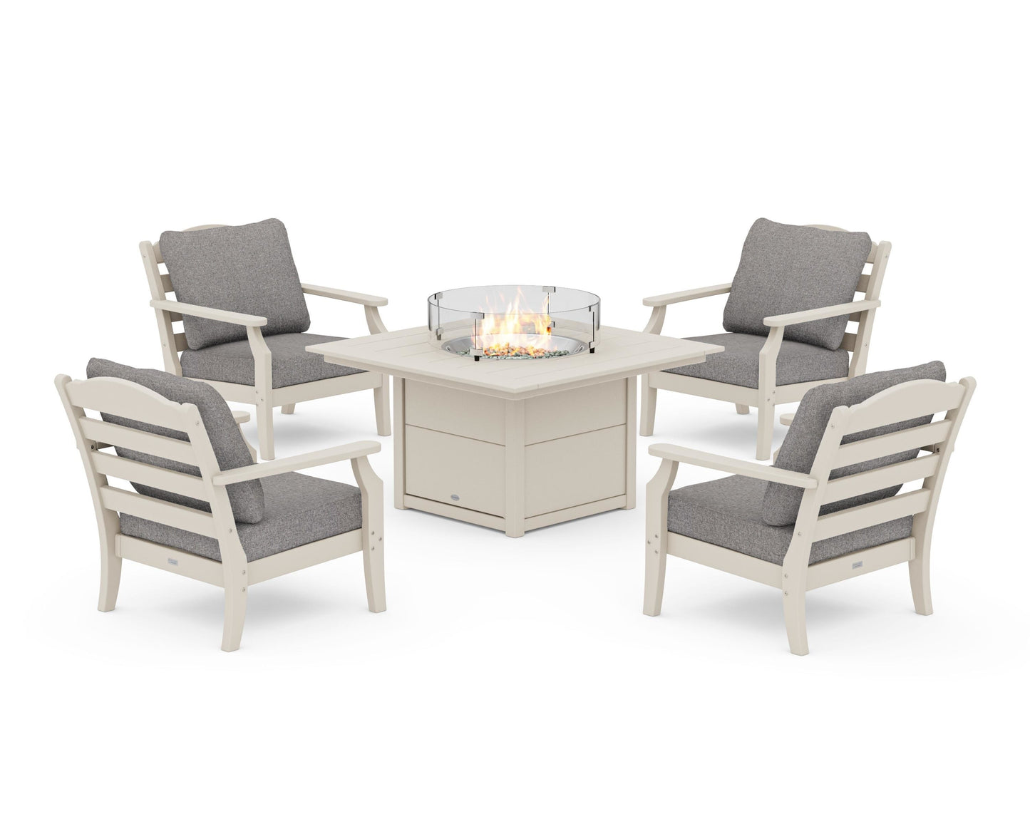 Savannah 5-Piece Deep Seating Set with Fire Pit Table
