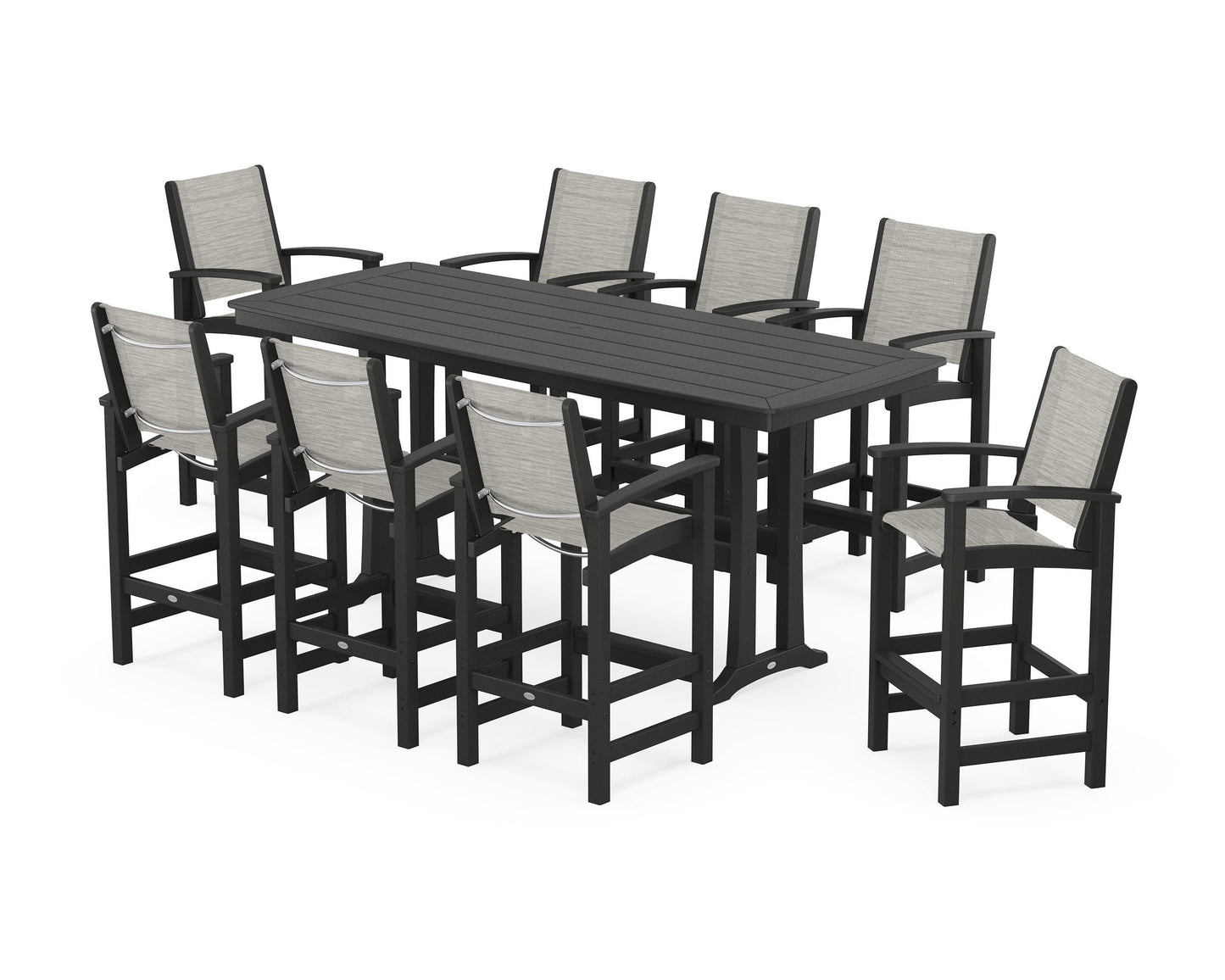 Coastal 9-Piece Bar Set with Trestle Legs