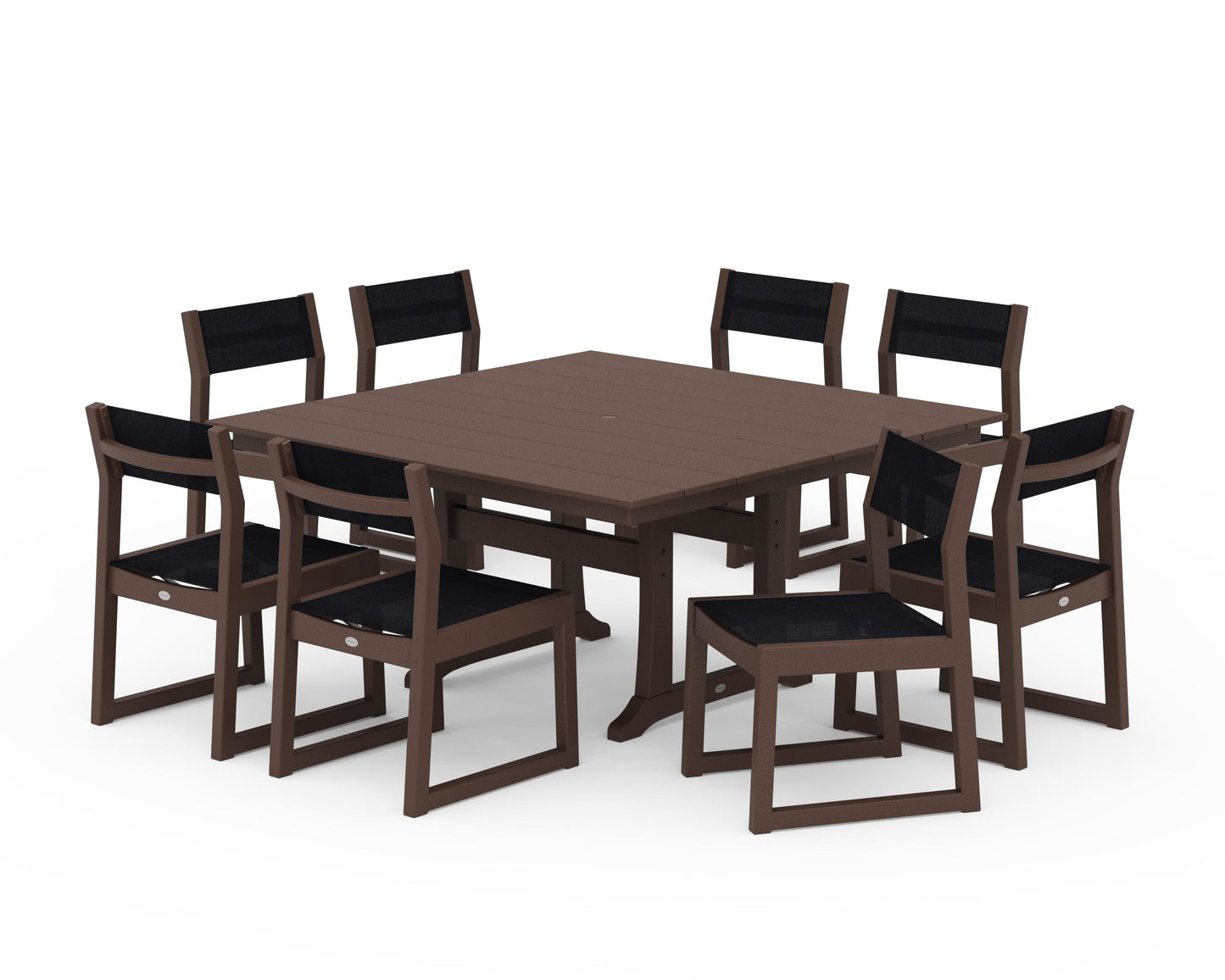 EDGE Sling Side Chair 9-Piece Farmhouse Trestle Dining Set