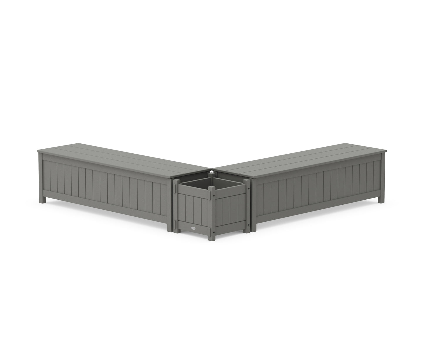 60" Vineyard L- Shaped Planter Storage Bench Set