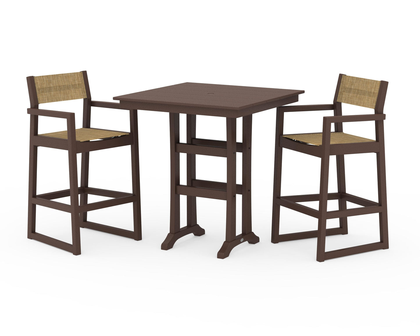 EDGE Sling Arm Chair 3-Piece Farmhouse Bar Set with Trestle Legs