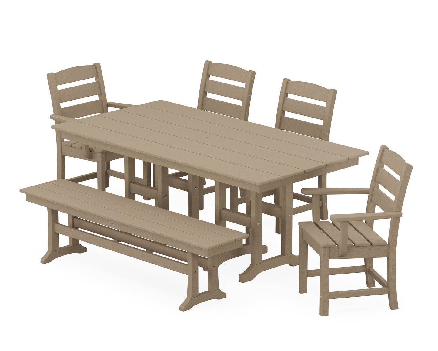 Lakeside 6-Piece Farmhouse Dining Set with Bench