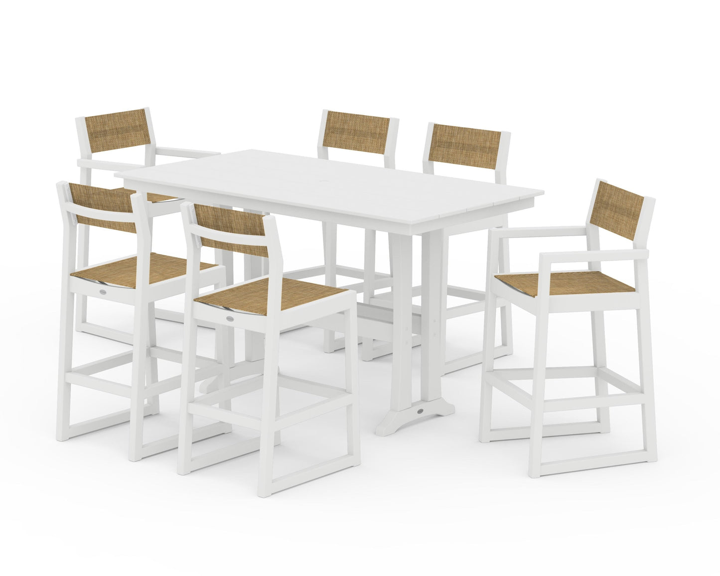 EDGE Sling 7-Piece Farmhouse Bar Set with Trestle Legs