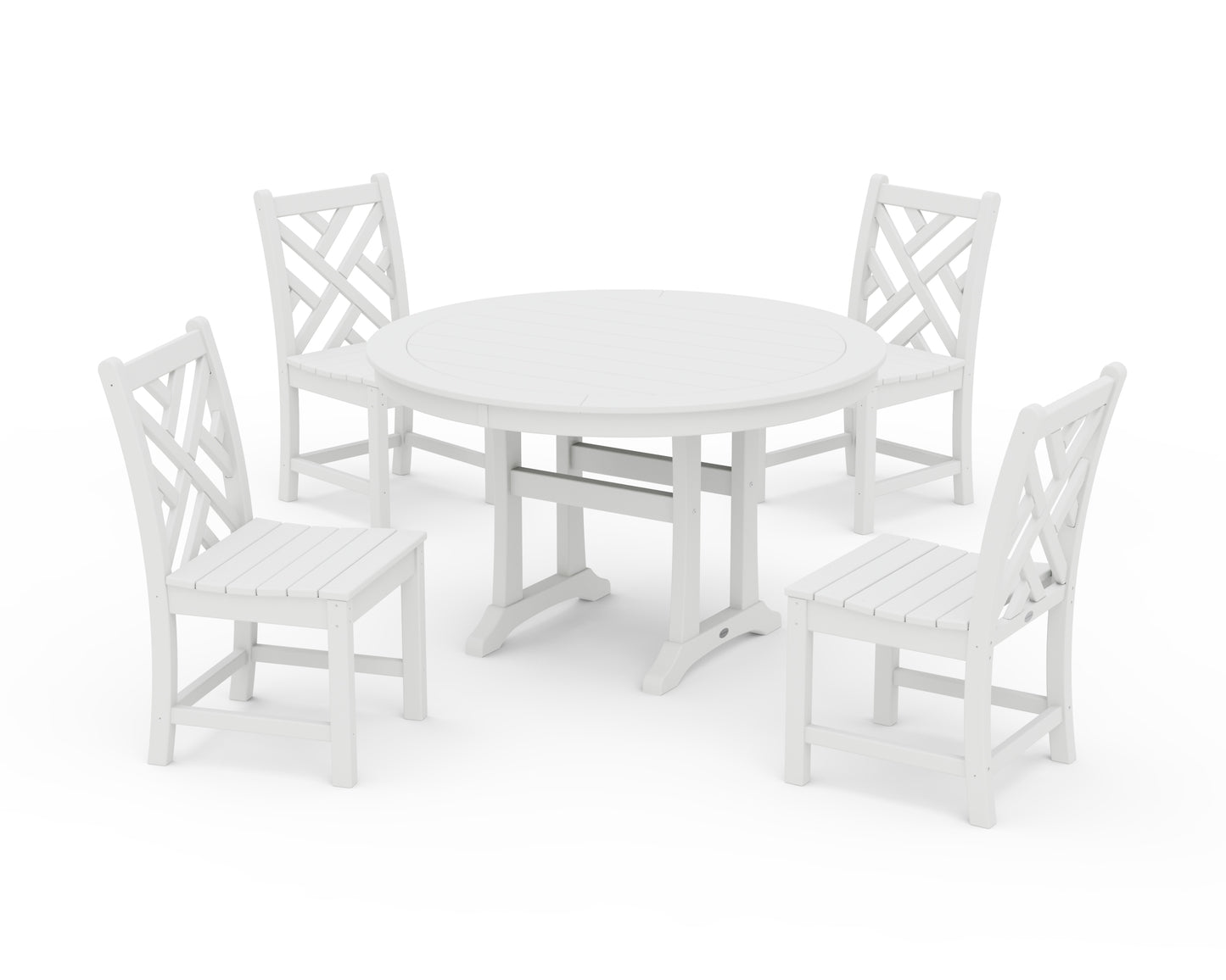 Chippendale Side Chair 5-Piece Round Dining Set With Trestle Legs