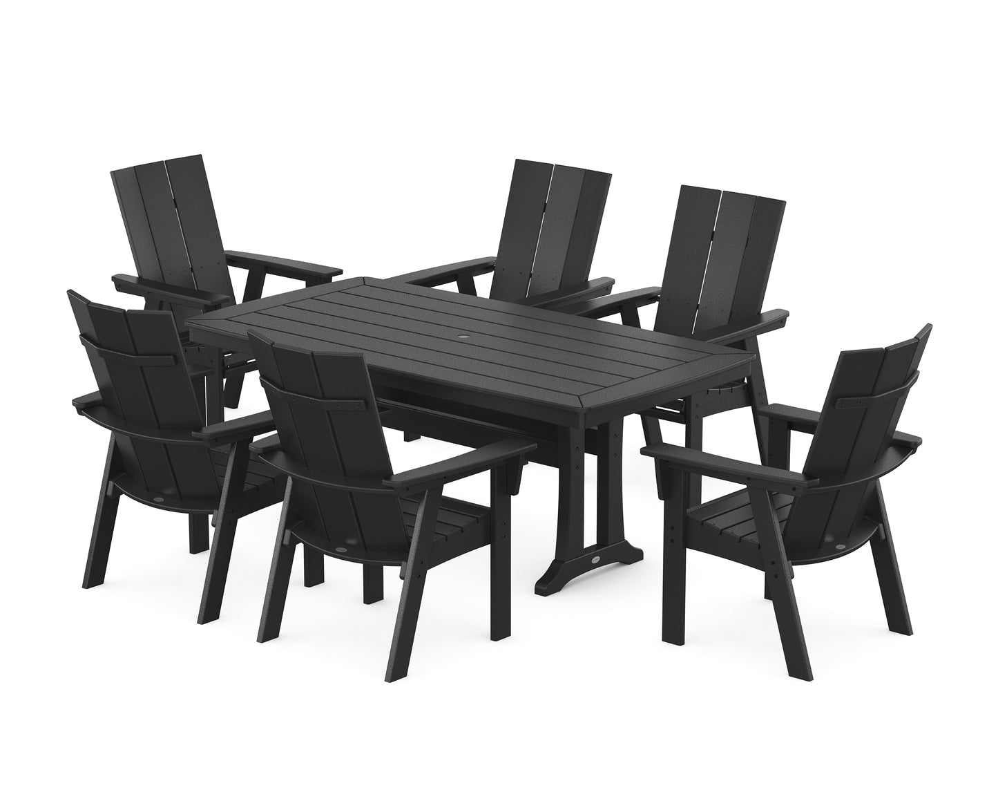 Modern Curveback Adirondack 7-Piece Dining Set with Trestle Legs
