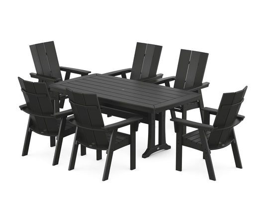 Modern Curveback Adirondack 7-Piece Dining Set with Trestle Legs