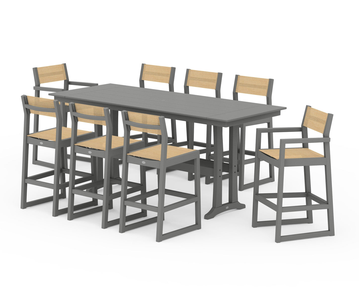 EDGE Sling 9-Piece Farmhouse Bar Set with Trestle Legs