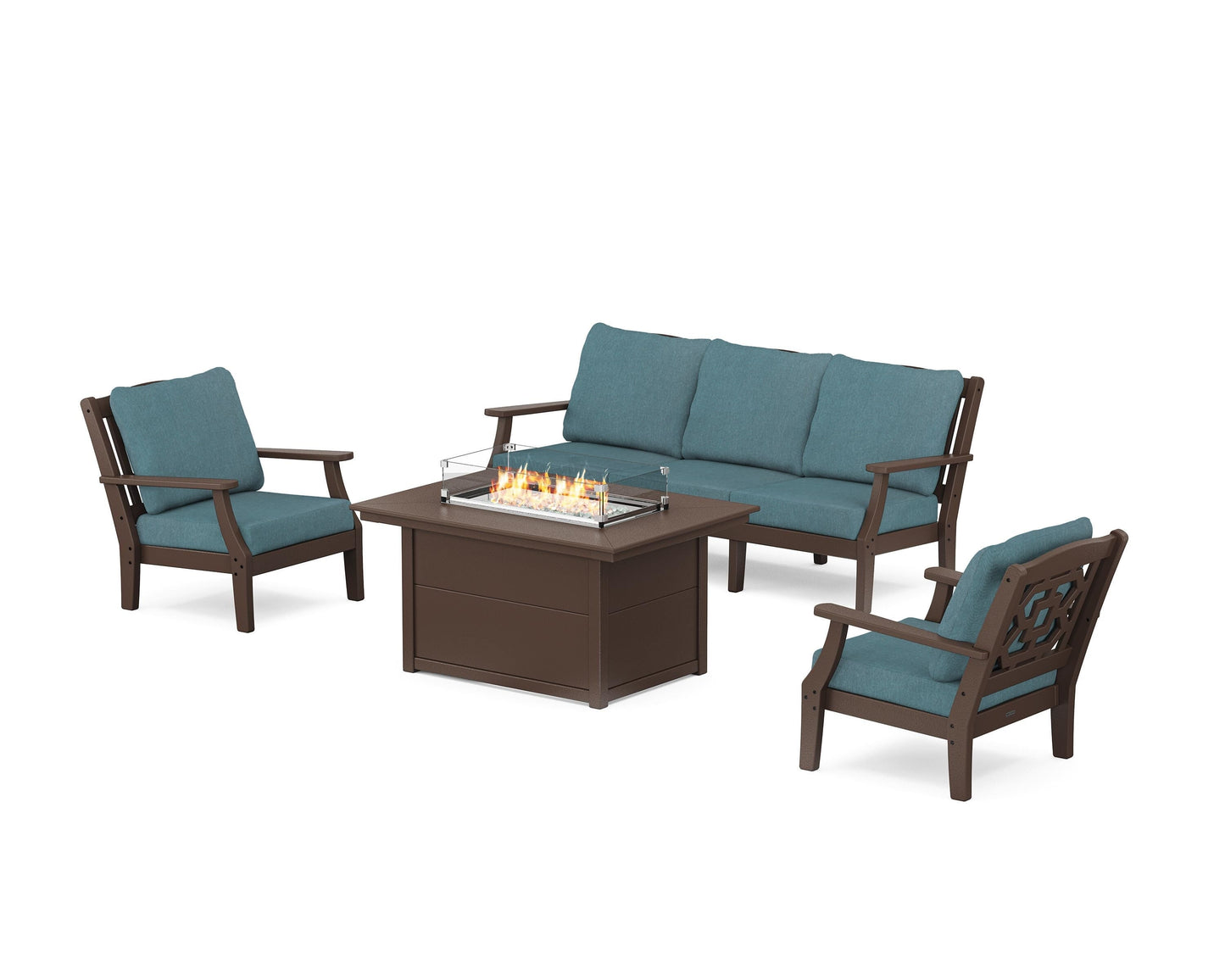 Chinoiserie Deep Seating Fire Pit Table Set
