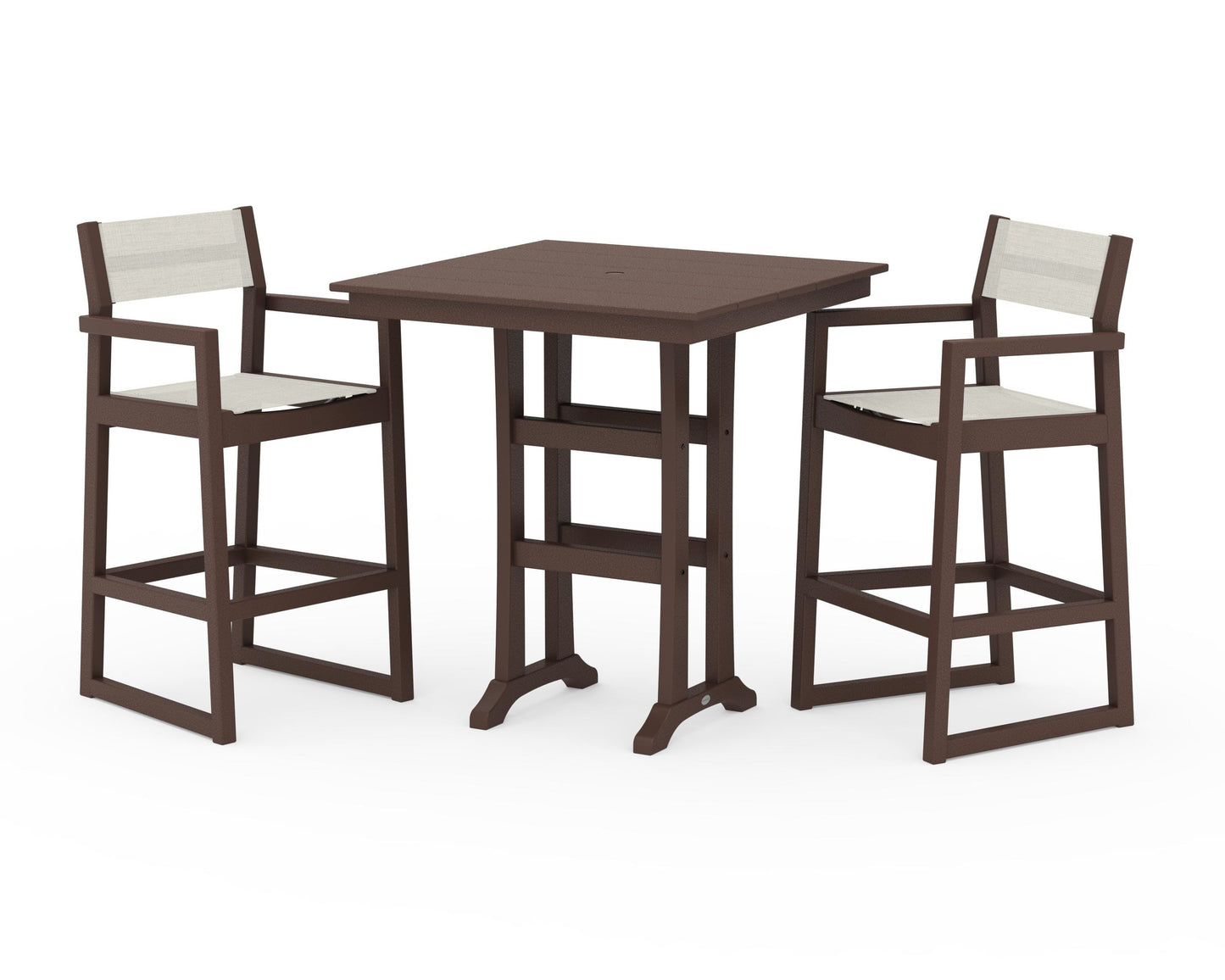 EDGE Sling Arm Chair 3-Piece Farmhouse Bar Set with Trestle Legs