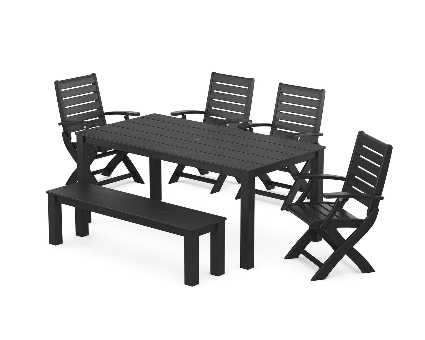 Signature Folding Chair 6-Piece Parsons Dining Set with Bench