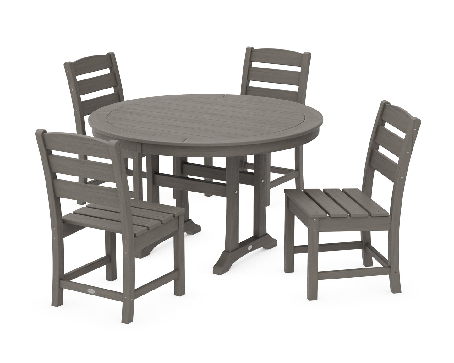 Lakeside Side Chair 5-Piece Round Dining Set With Trestle Legs