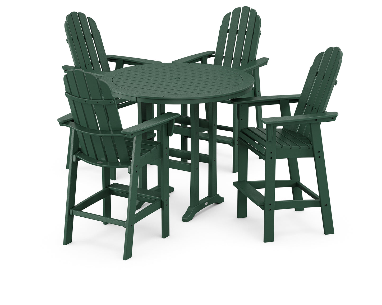 Vineyard Curveback Adirondack 5-Piece Nautical Trestle Bar Set