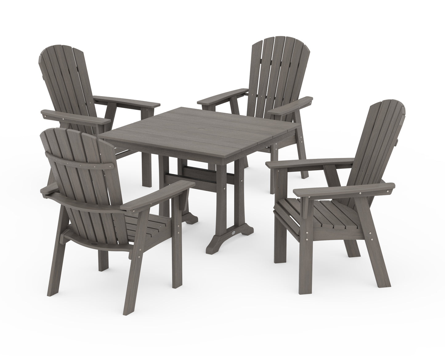 Nautical Adirondack 5-Piece Farmhouse Dining Set With Trestle Legs