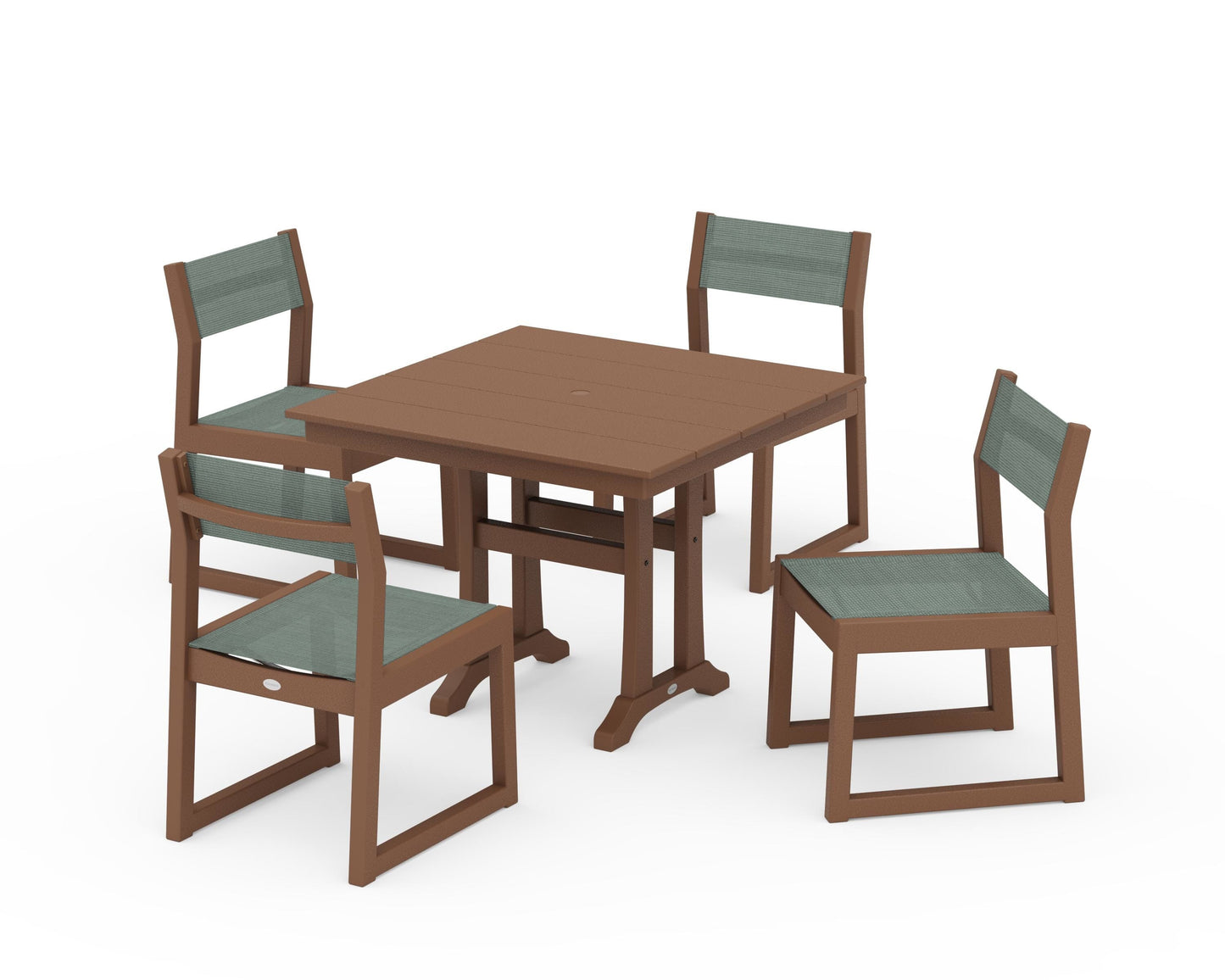 EDGE Sling 5-Piece Farmhouse Trestle Side Chair Dining Set