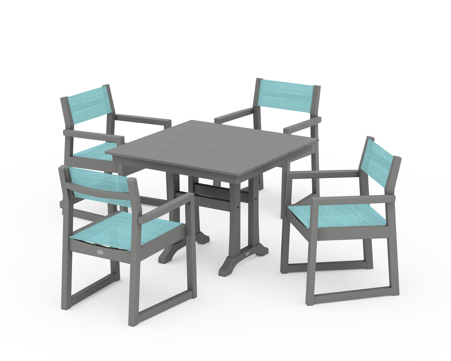 EDGE Sling 5-Piece Farmhouse Dining Set with Trestle Legs