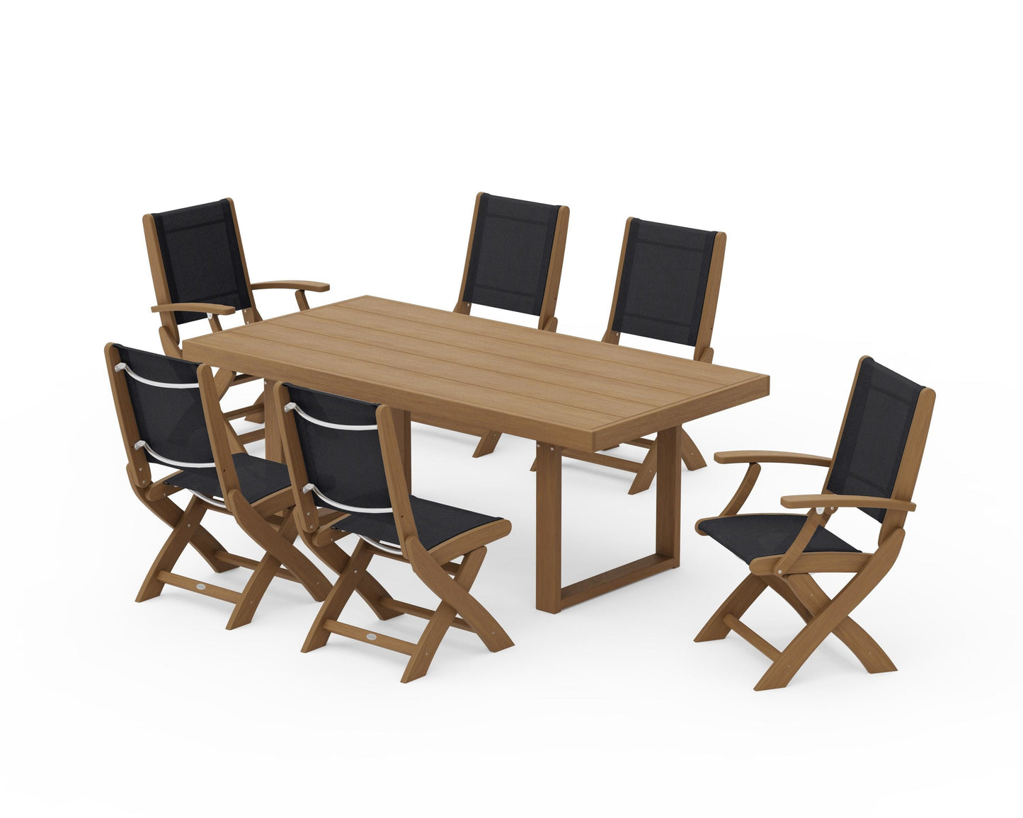 Coastal Folding Chair 7-Piece Dining Set with Trestle Legs