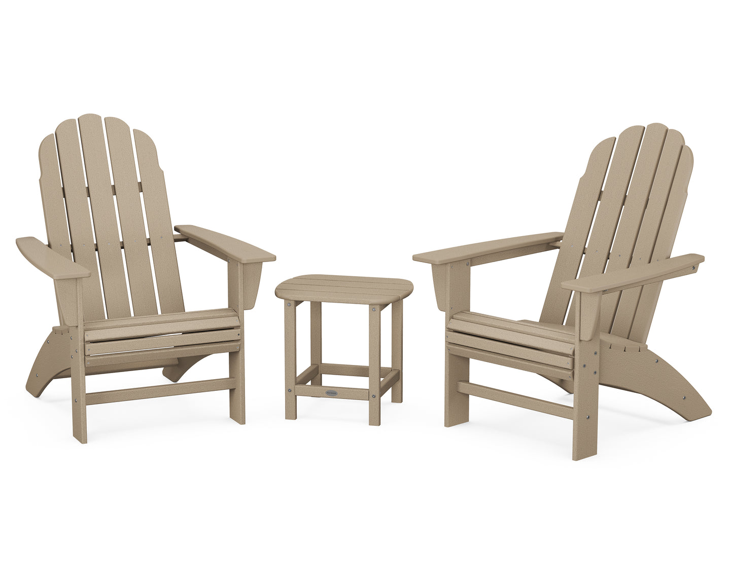 Vineyard 3-Piece Curveback Adirondack Set with South Beach 18" Side Table