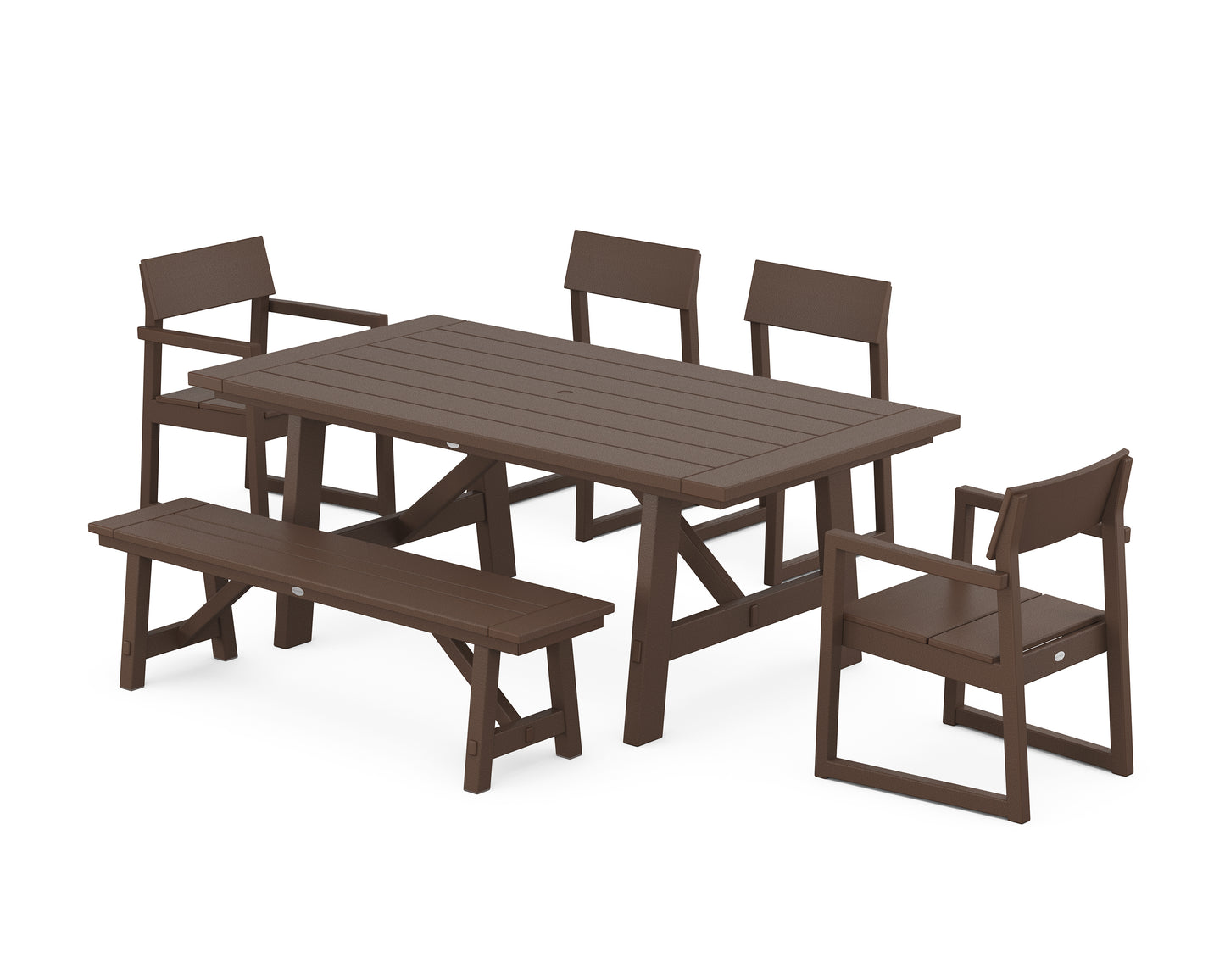 EDGE 6-Piece Rustic Farmhouse Dining Set with Bench