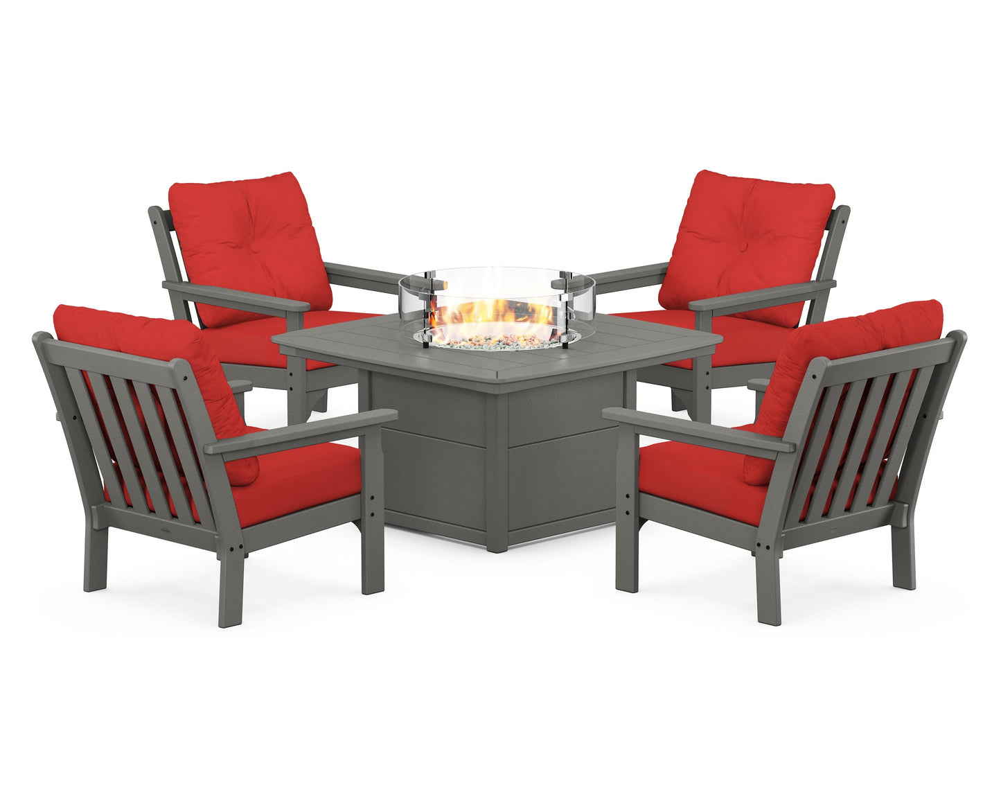 Vineyard 5-Piece Conversation Set with Fire Pit Table