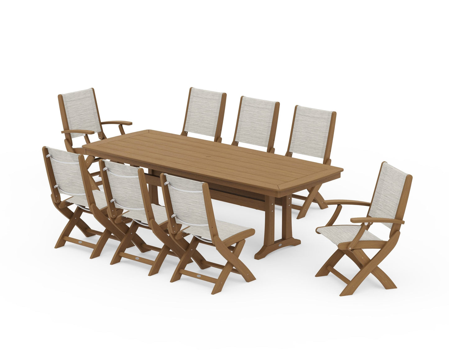 Coastal Folding 9-Piece Dining Set with Trestle Legs