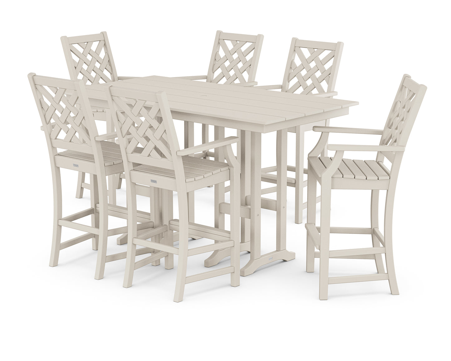 Wovendale Arm Chair 7-Piece Farmhouse Bar Set