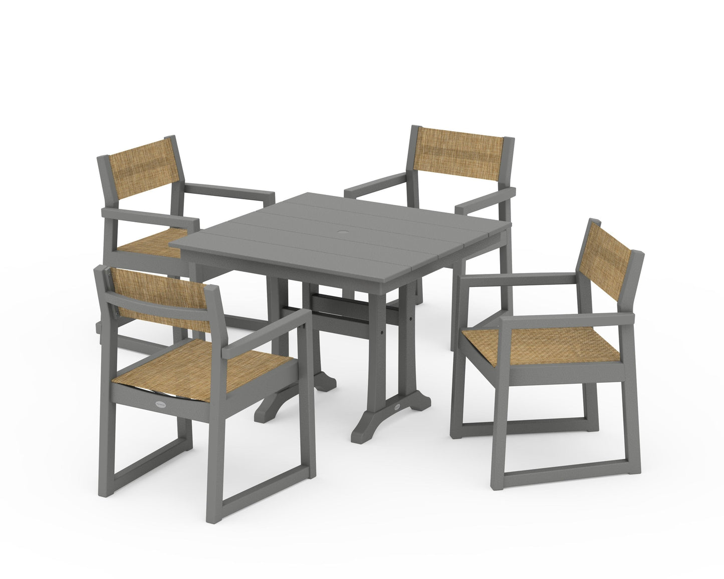 EDGE Sling 5-Piece Farmhouse Dining Set with Trestle Legs