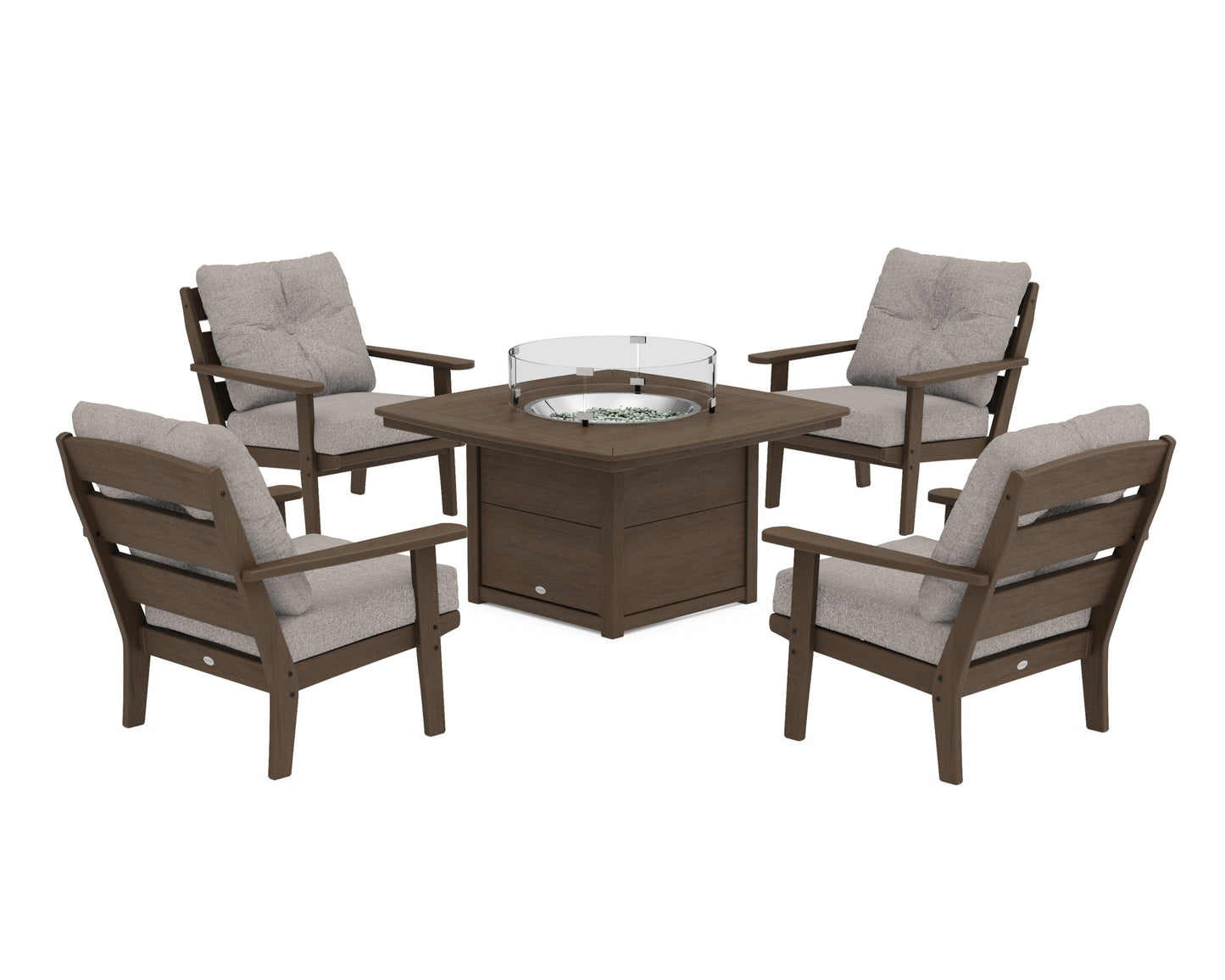 Lakeside 5-Piece Deep Seating Set with Nautical Fire Pit Table