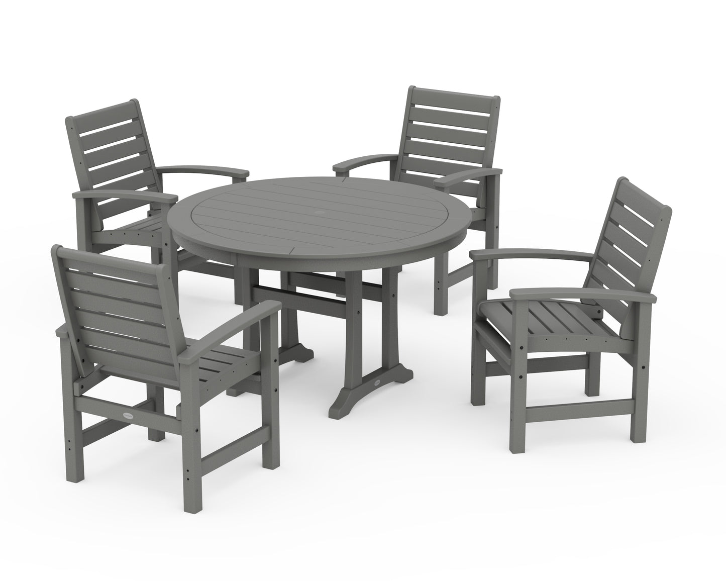 Signature 5-Piece Round Dining Set with Trestle Legs