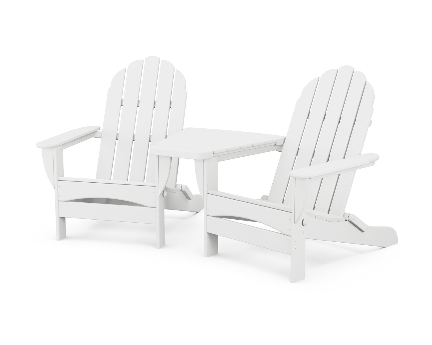 Classic Oversized Adirondacks with Angled Connecting Table