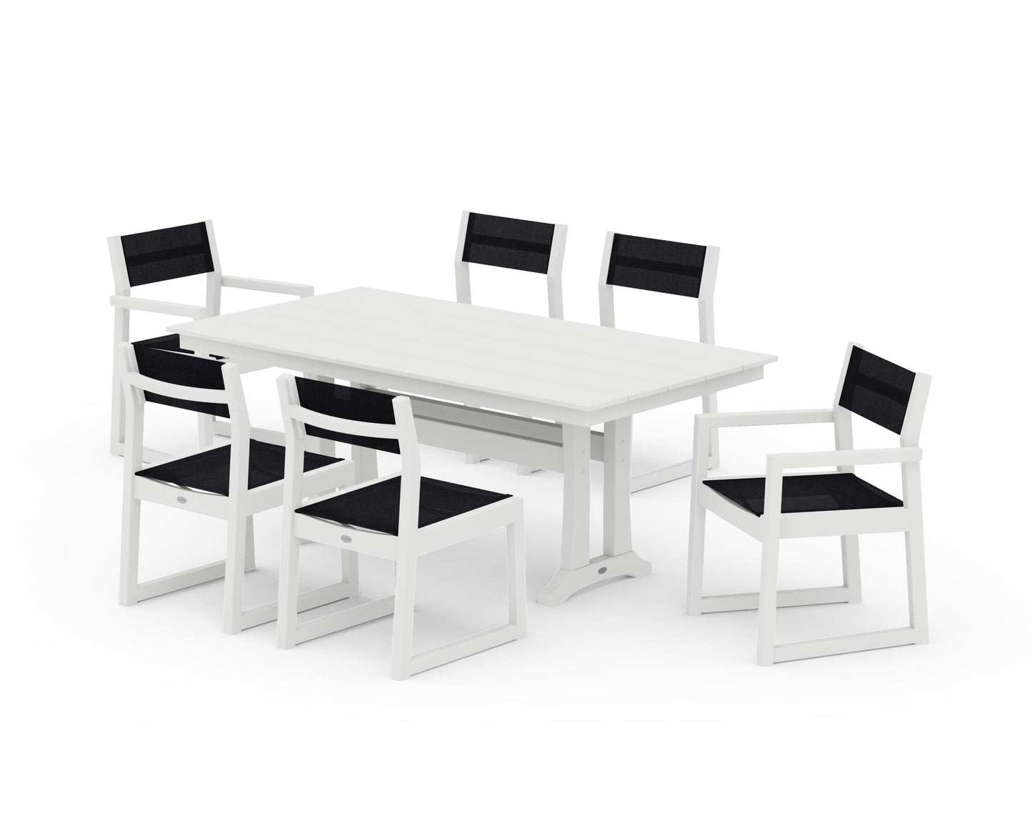 EDGE Sling 7-Piece Farmhouse Trestle Dining Set