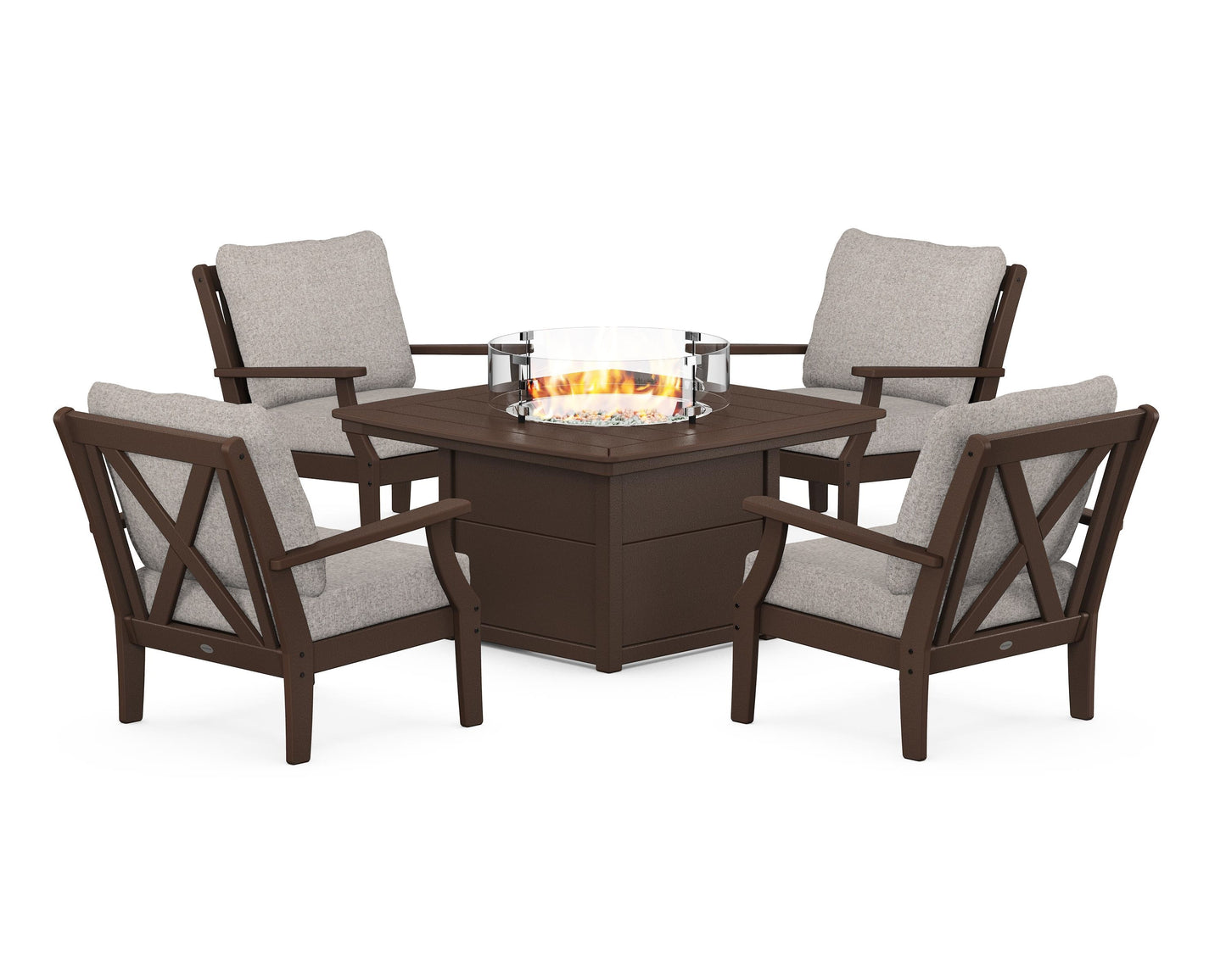 Braxton 5-Piece Deep Seating Conversation Set with Fire Pit Table