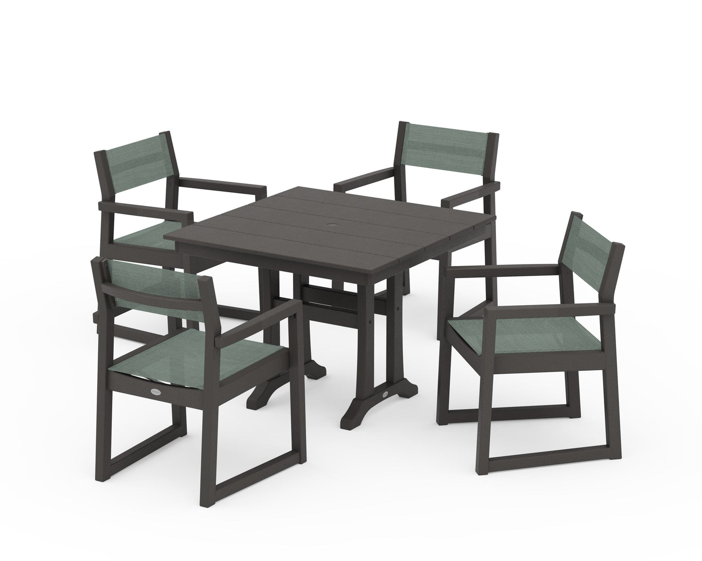 EDGE Sling 5-Piece Farmhouse Dining Set with Trestle Legs