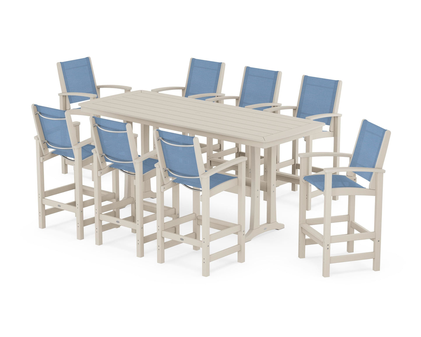 Coastal 9-Piece Bar Set with Trestle Legs