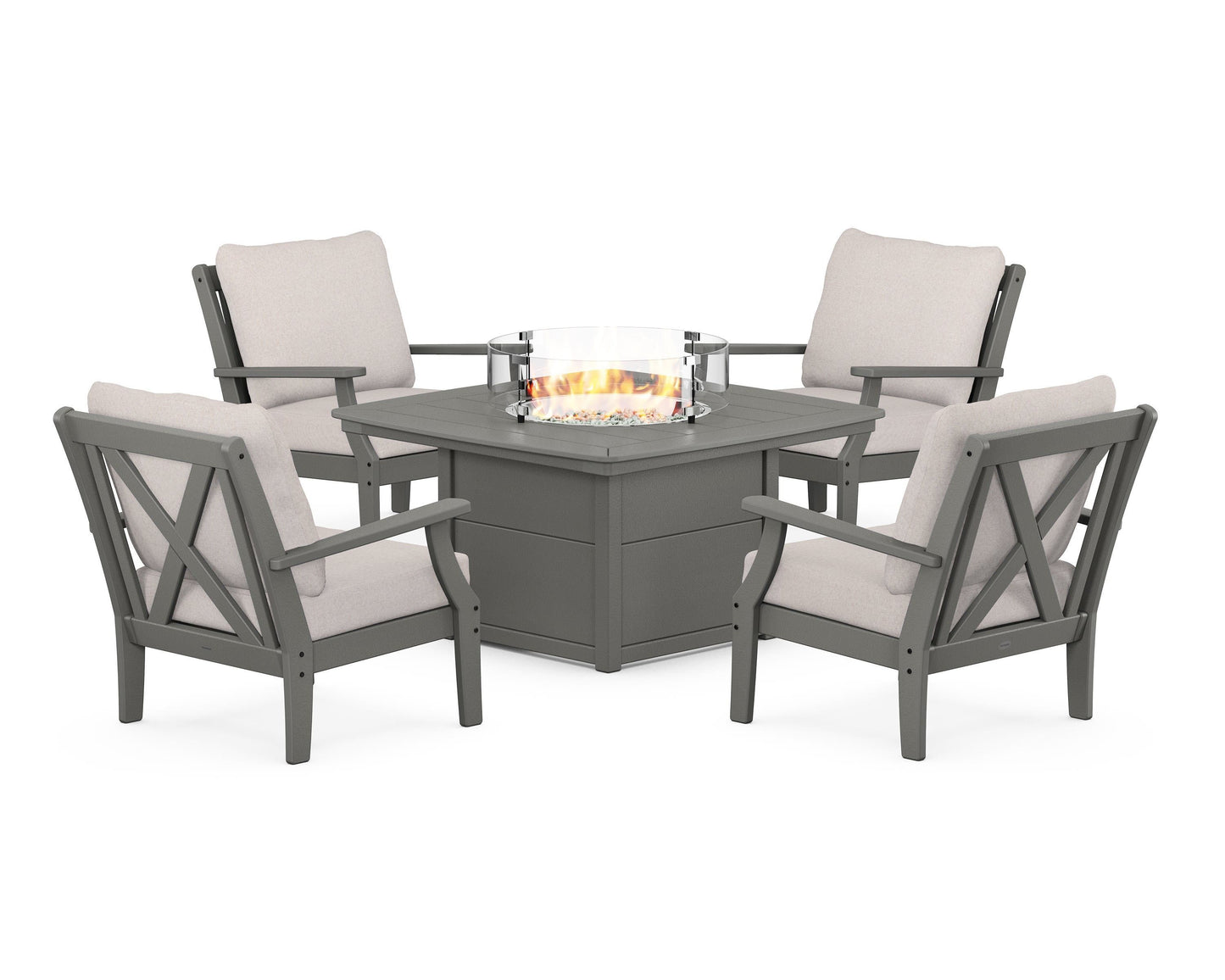 Braxton 5-Piece Deep Seating Conversation Set with Fire Pit Table