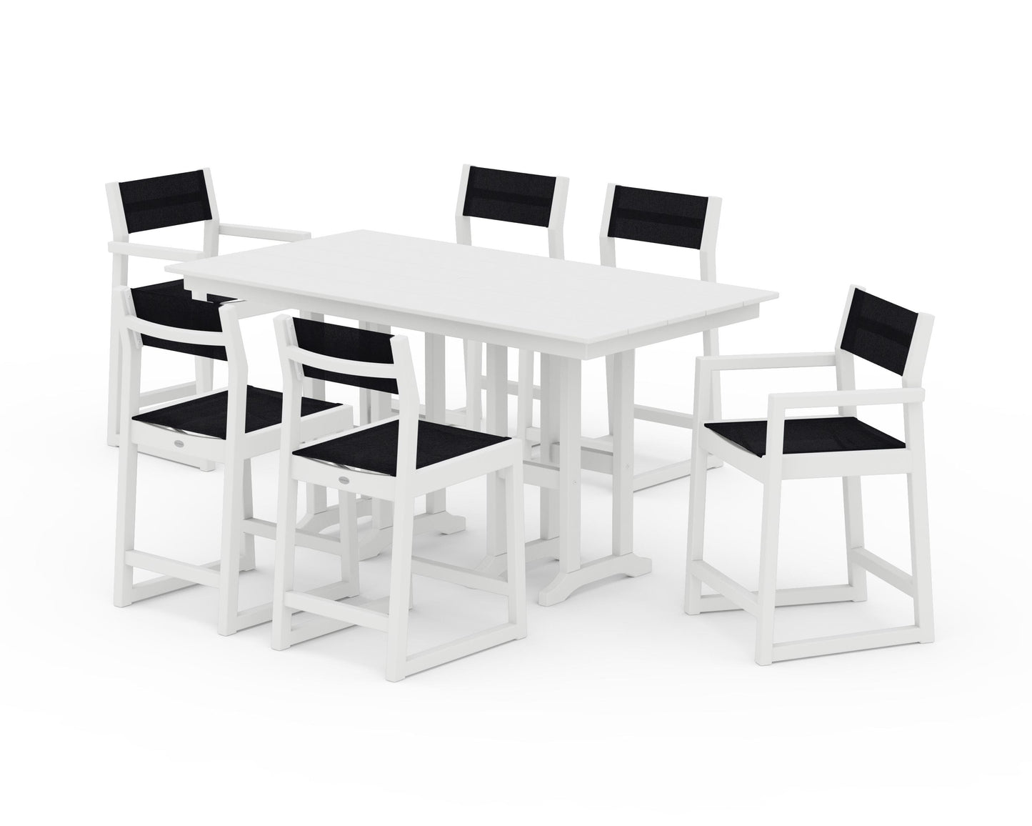 EDGE Sling 7-Piece Farmhouse Counter Set with Trestle Legs