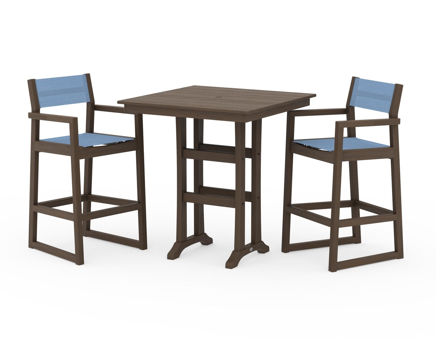 EDGE Sling Arm Chair 3-Piece Farmhouse Bar Set with Trestle Legs