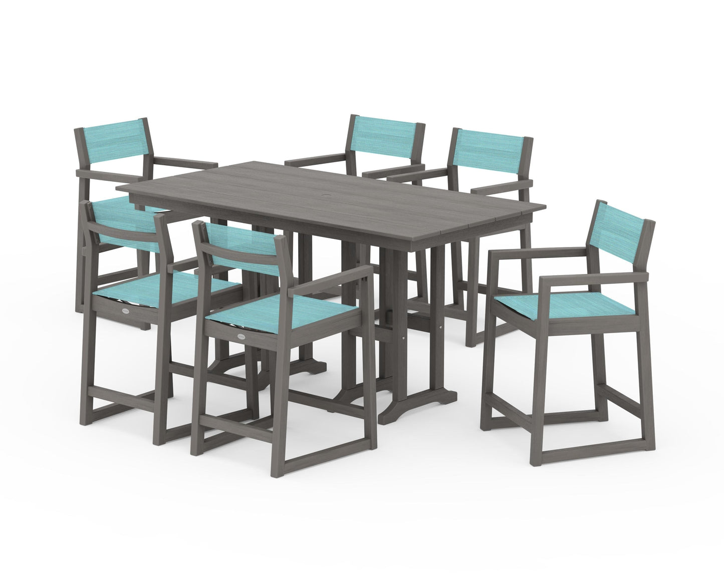 EDGE Sling Arm Chair 7-Piece Farmhouse Counter Set