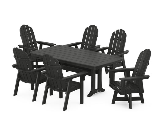 Vineyard Curveback Adirondack Swivel Chair 7-Piece Dining Set with Trestle Legs