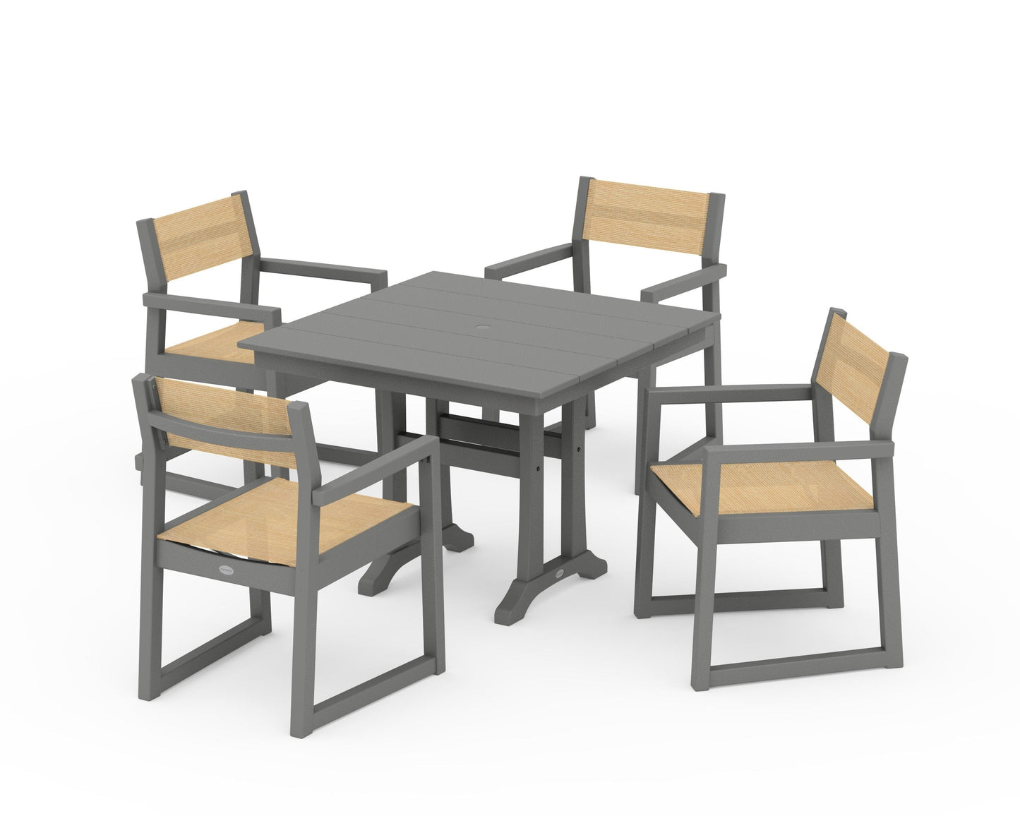 EDGE Sling 5-Piece Farmhouse Dining Set with Trestle Legs