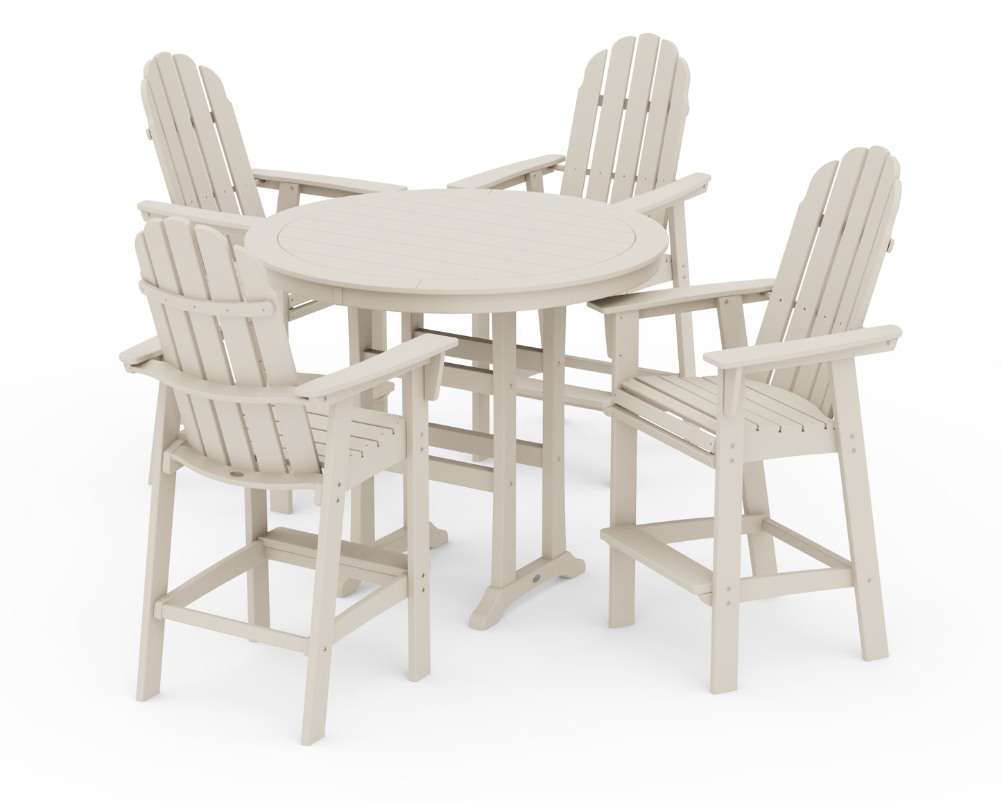 Vineyard Curveback Adirondack 5-Piece Nautical Trestle Bar Set