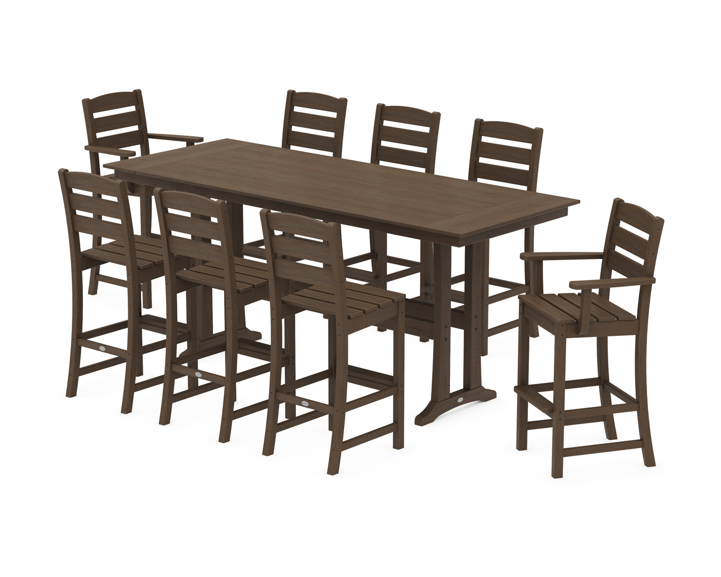 Lakeside 9-Piece Farmhouse Bar Set with Trestle Legs