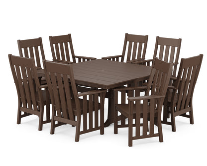 Acadia 9-Piece Square Farmhouse Dining Set with Trestle Legs