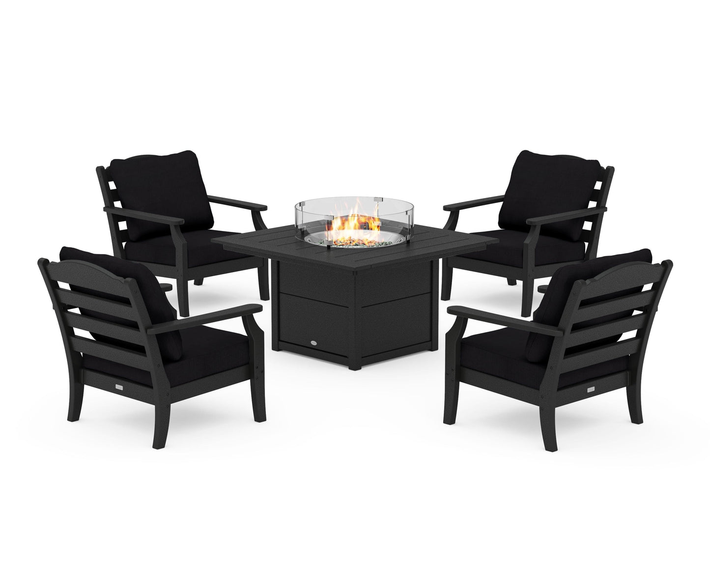 Savannah 5-Piece Deep Seating Set with Fire Pit Table
