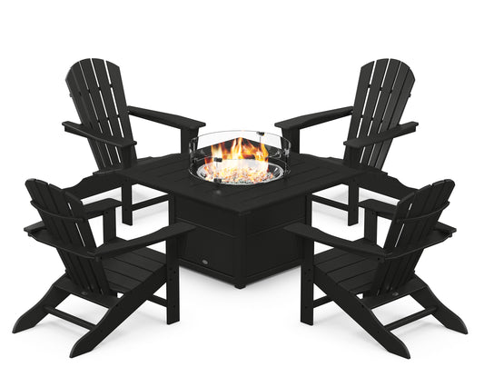 Palm Coast 5-Piece Adirondack Chair Conversation Set with Fire Pit Table