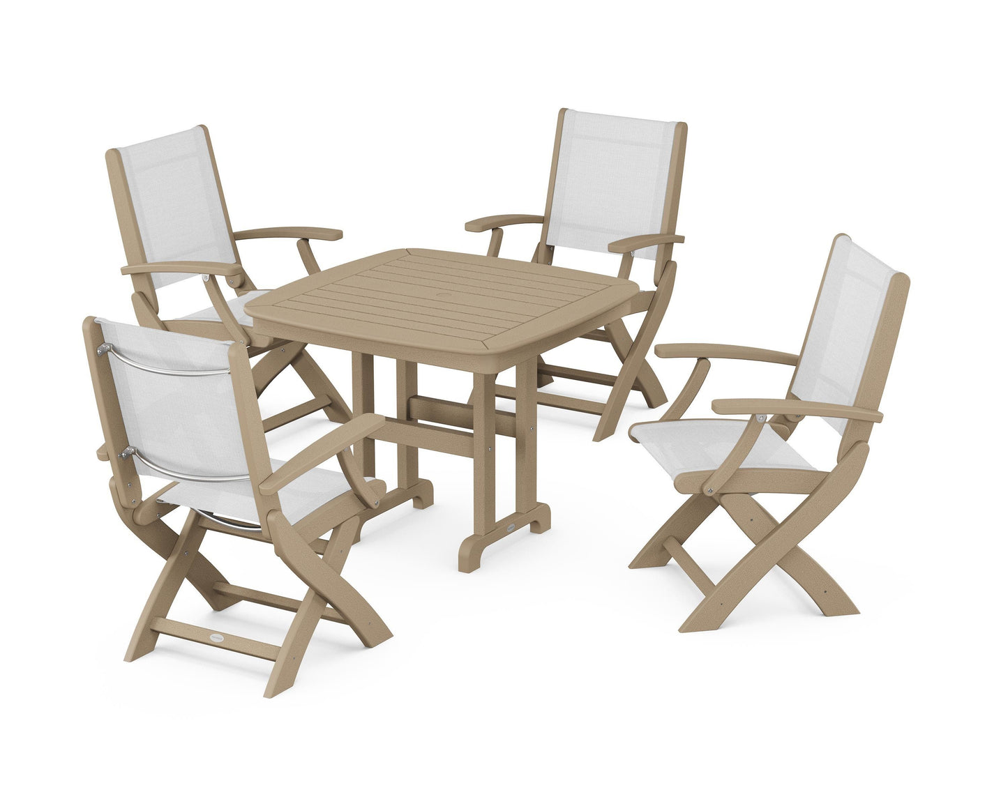Coastal Folding Chair 5-Piece Dining Set