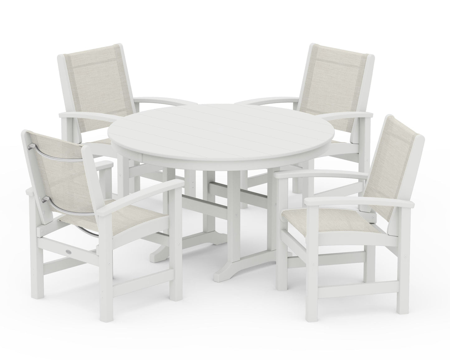 Coastal 5-Piece Round Farmhouse Dining Set