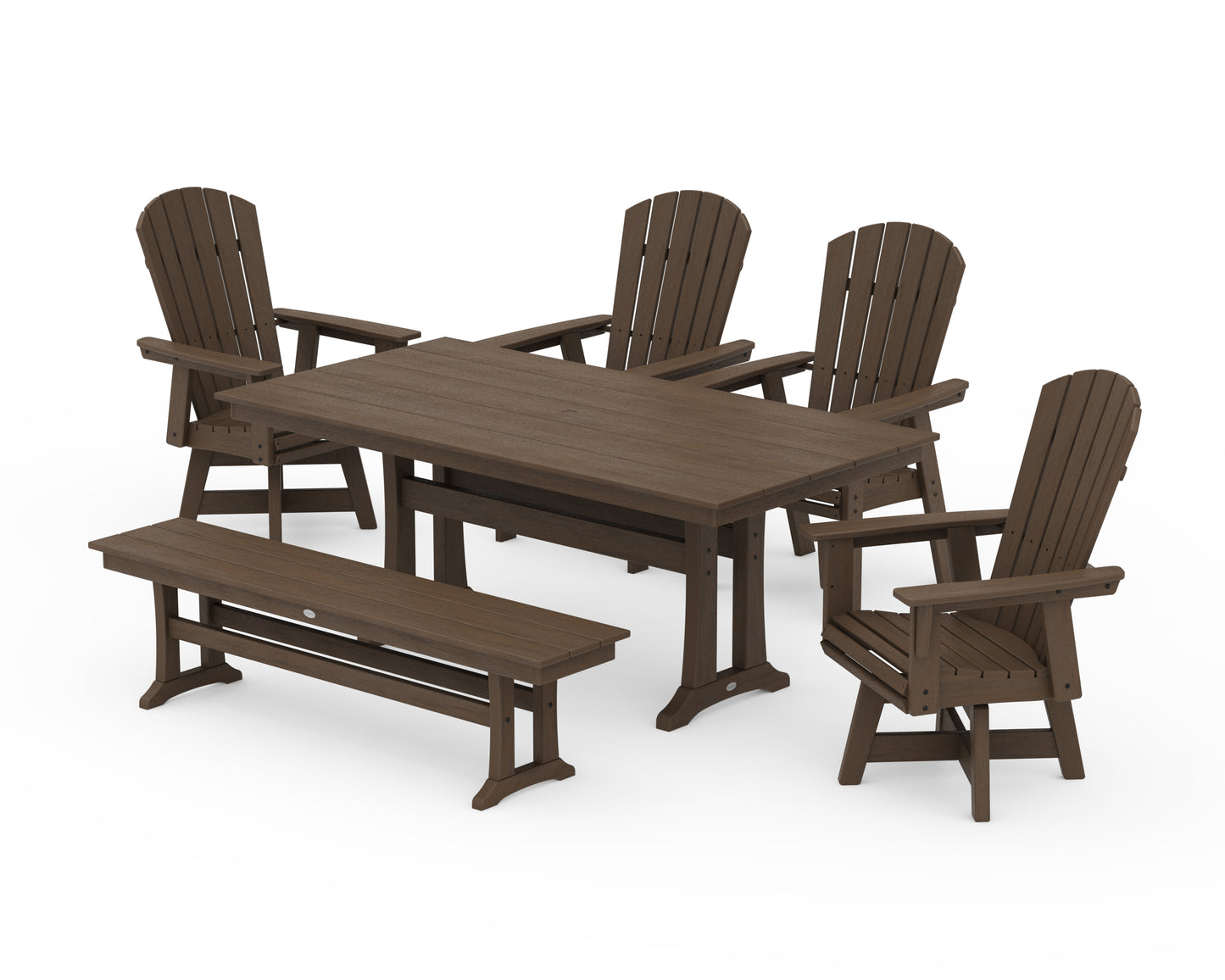Nautical Adirondack Swivel 6-Piece Farmhouse Dining Set With Trestle Legs